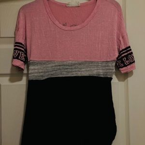 23 Love Street Pink “Love” Leopard Shimmer Blouse